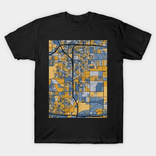 San Bernardino Map Pattern in Blue & Gold T-Shirt